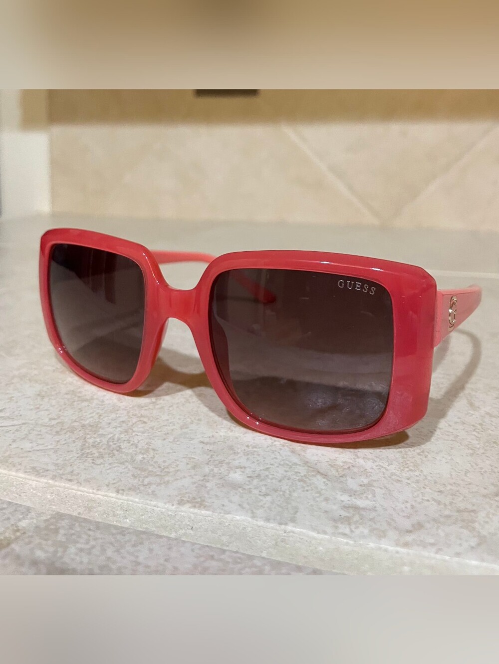 Guess GU00097 Coral Pink Square Sunglasses